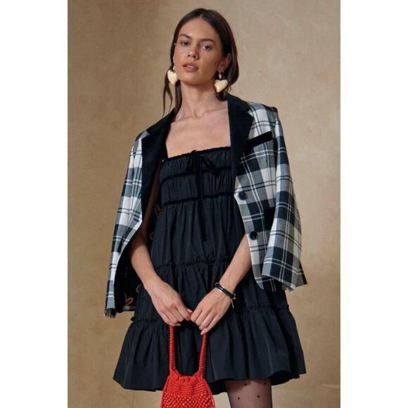 Hunter Bell Catherine Blazer Black White Plaid Checkered Small NEW - Picture 1 of 11